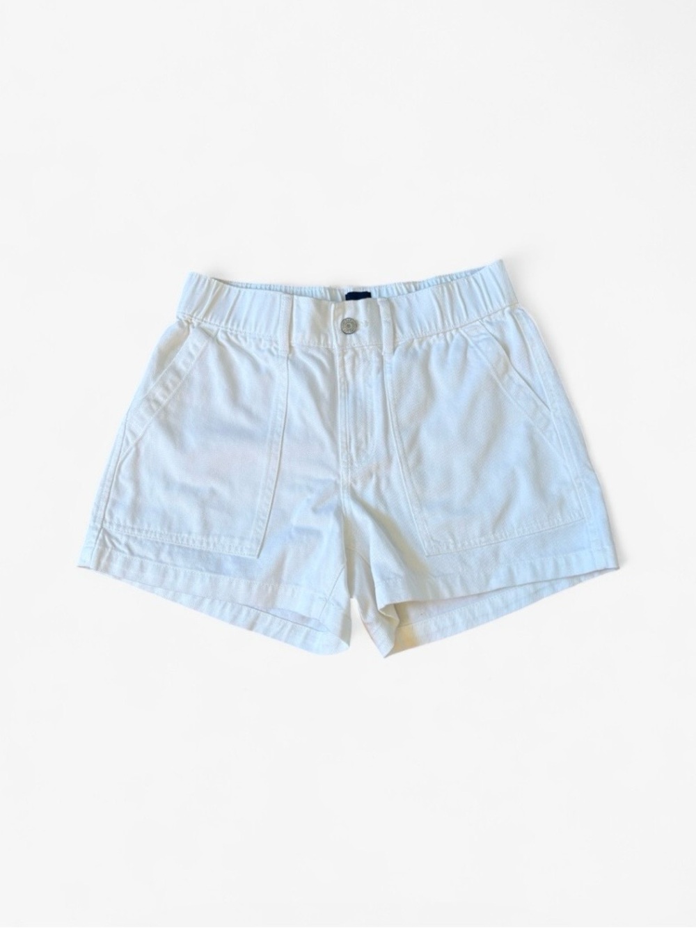 GAP | High-Waist White Utility Shorts | 4” inseam | Elastic Waistband | Soft - Picture 2 of 12